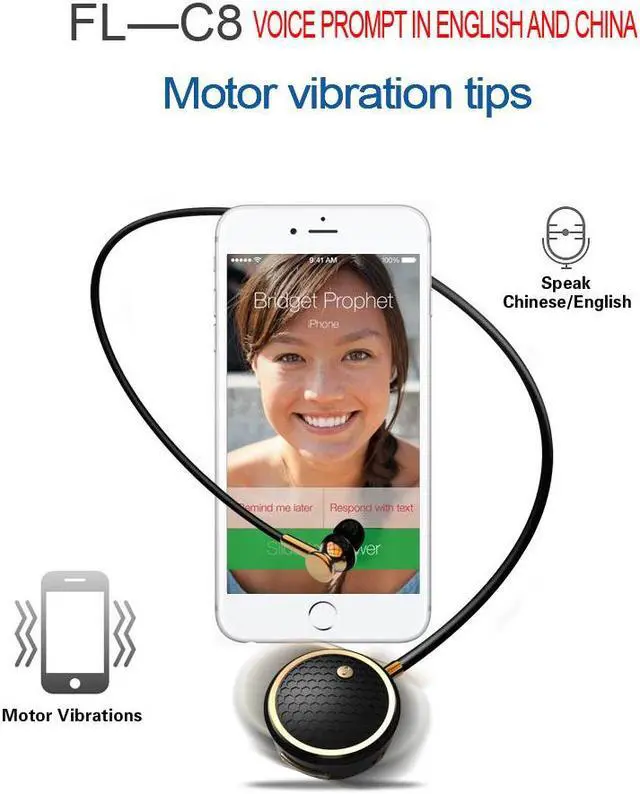 Alt view image 5 of 7 - Fineblue C8 Bluetooth Earphone Wireless Stereo Earpiece Sport EarBuds Headset with Mic Handsfree for iPhone White Gold