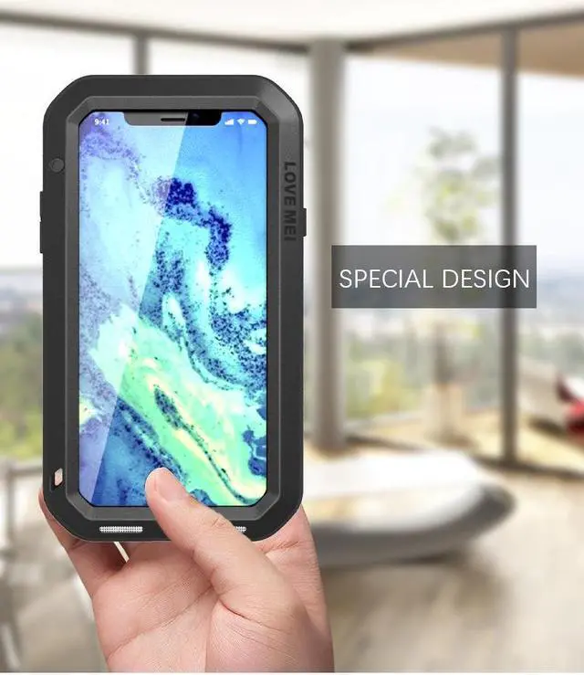 Alt view image 4 of 7 - LOVE MEI Powerful Shockproof Dirtproof Water Resistant Metal Phone Cover Case Glass For IPhone X  (Yellow)