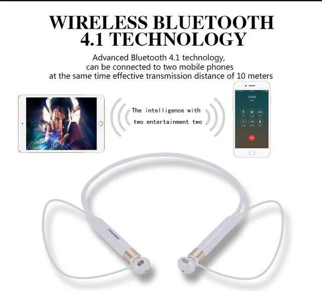 Alt view image 6 of 7 - Fineblue FD600 Wireless NFC auriculares Bluetooth Stereo Headset Earphone Anti Lost Vibration Voice Prompt Sport Headphone - White Silver