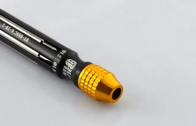 Alt view image 2 of 3 - 6 in 1 Multinational Precise Screwdriver Set - Sizes Phillips 1.5/1.2 Flat Head-Style 1.5/1.2 Dot 0.9 Pentagram 0.8 For iPhone, iPad, Blackberry, HTC - Black