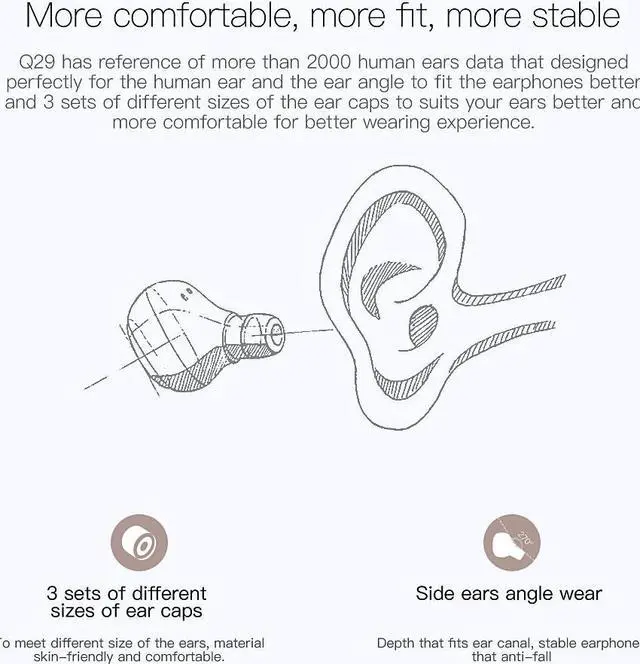 Alt view image 7 of 7 - QCY Q29 Wireless Bluetooth earphones Stereo earphones Auto Connected earbuds With Mic And Portable Storage Box