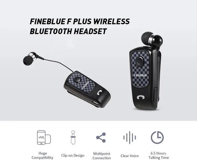 Alt view image 2 of 7 - Fineblue F PLUS Wireless Clip-on Bluetooth V4.0 / V4.1 Headset Headphone Hands-free Supports for IOS and Android System - Gold