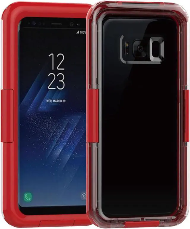 Main image of IP-68 Waterproof Heavy Duty Hybrid Swimming Dive Case Cover For Samsung Galaxy S8 Plus Water/Snow/Shock /Dirt Proof Phone Bag - Red