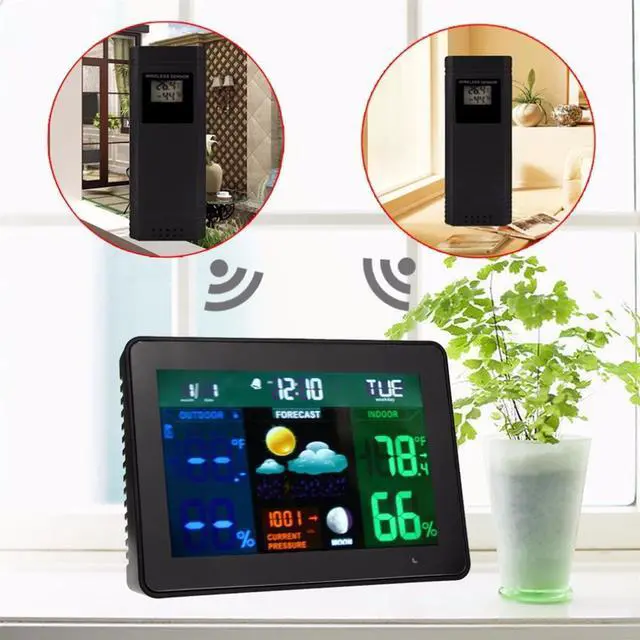 Alt view image 3 of 4 - TS-70 Digital LCD Screen Display Wireless Indoor Outdoor Weather Clock Weather Station Tester Alarm Clock