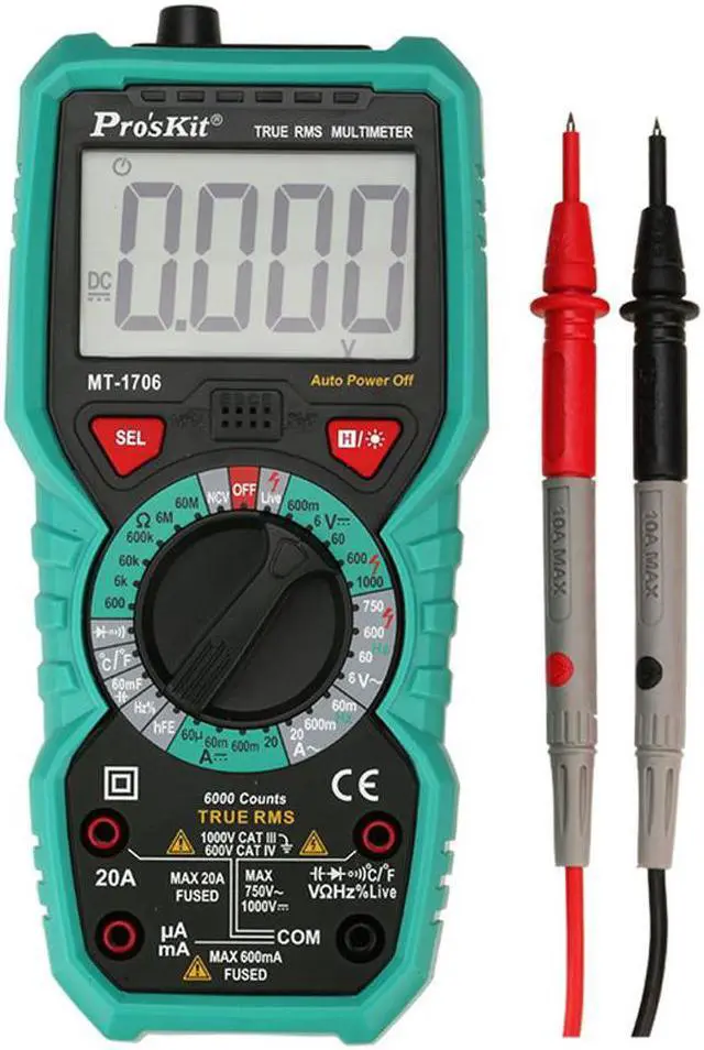 Main image of Pro'sKit MT-1706-C  True RMS Digital Multimeter Handheld Multimeter Electrical And Electronic Testing