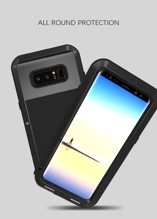 Alt view image 7 of 7 - Love Mei Water Resistant Shockproof Aluminum Metal Super Anti Shake Silicone Fully Body Protection for Samsung Galaxy Note 8 (Yellow)