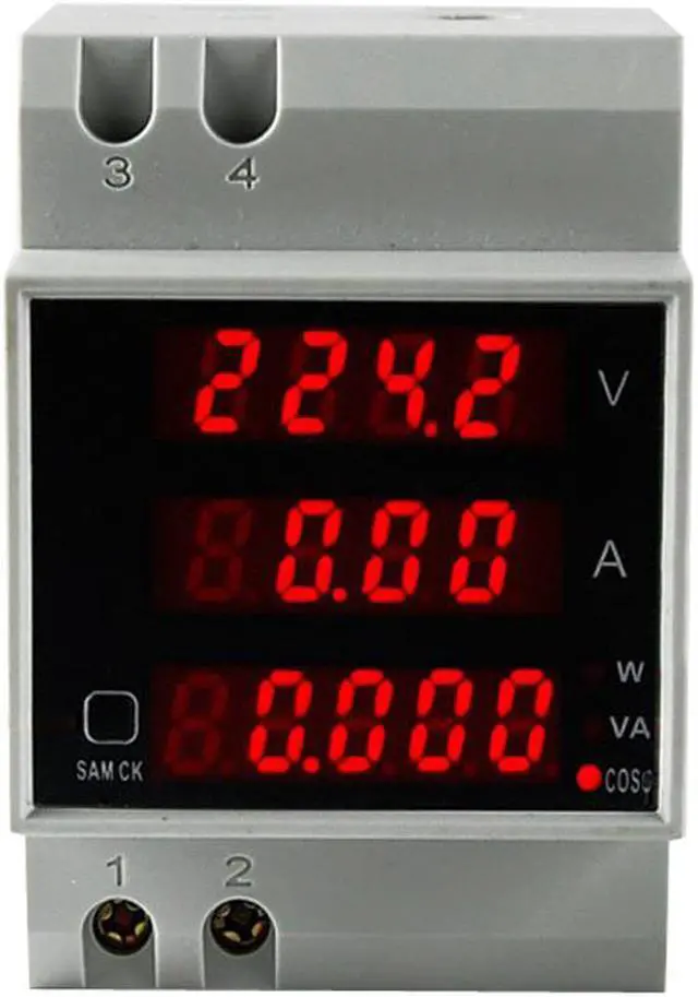 Main image of ELECALL D52-2048 DIN RAIL LED Volt AMP Meter Display Active Power Factor Energy AC 80-300V 0-100.0A Ammeter Voltmeter