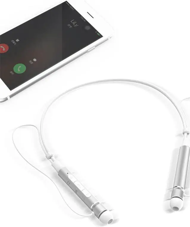 Alt view image 4 of 7 - Roman Z6000 Wireless 4.1 Bluetooth Sport Headphone Neckband In-ear Stereo Earphone with Microphone Sweatproof Hands Free Headset(Silver)