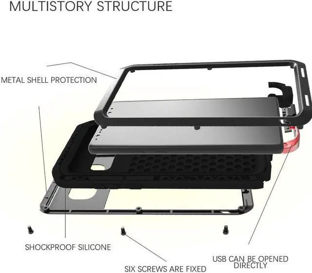 Alt view image 4 of 7 - Love Mei Water Resistant Shockproof Aluminum Metal Super Anti Shake Silicone Fully Body Protection for Samsung Galaxy Note 8 (Yellow)