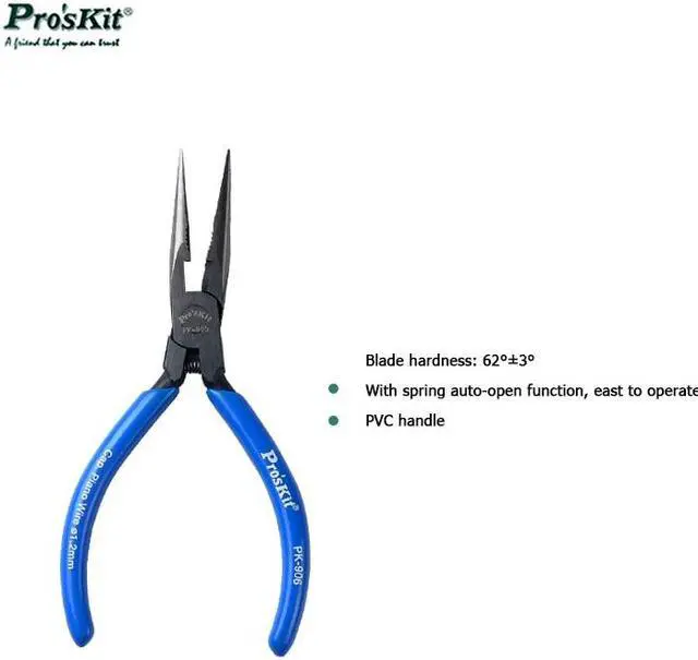 Alt view image 3 of 6 - Pro'skit 8PK-906 1.2mm Needle-Nose Pliers Steel Cutting Nippers Precision long reach Needle Cutting Tool