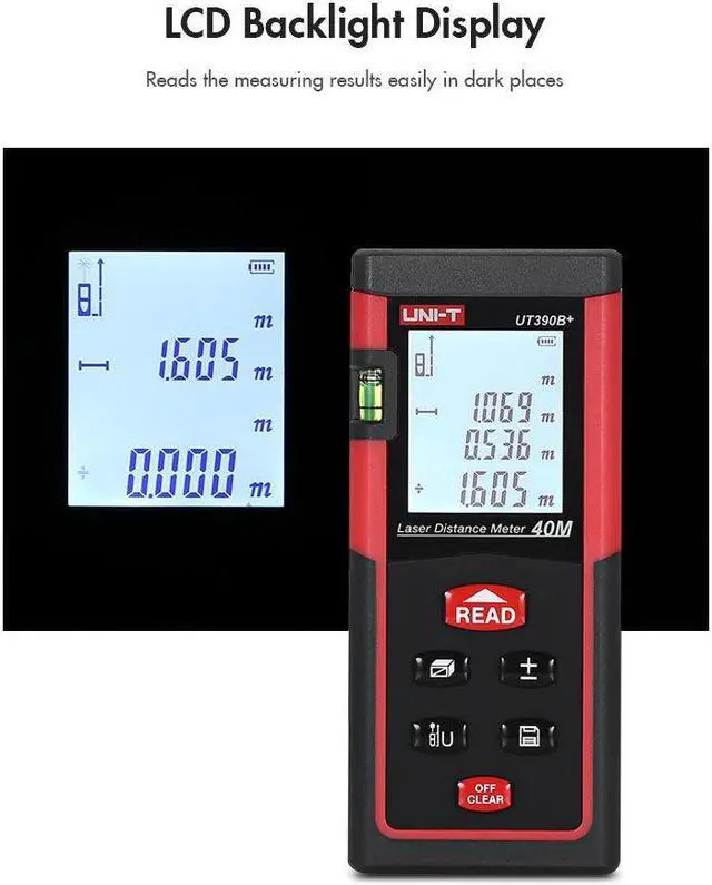 Alt view image 2 of 5 - UNI-T UT390B+ 40M Optical Laser Range finder Handheld area measure volume measure telemetre laser distance meter