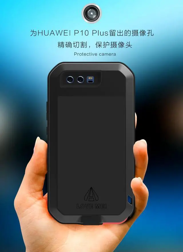 Alt view image 6 of 7 - Love Mei Shockproof Waterproof Metal Aluminum Case For Huawei P10 Plus - Black