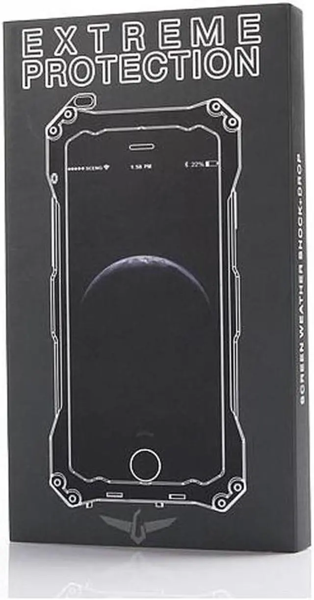 Alt view image 4 of 4 - NEW Shockproof Carbon Fiber Tempered Glass Aluminum Metal Armor Case Cover For iphoe 6/6s - Gray&Orange