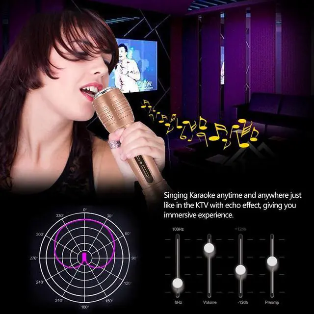 Alt view image 5 of 7 - K01 Wireless Condenser Microphone Karaoke Player Recording Singing Microphone Bluetooth Speaker for iPhone iPad Android Smart Phone PC Black