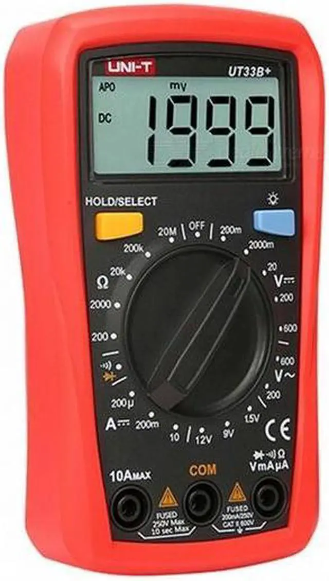Alt view image 4 of 4 - UNI-T UT33B+ Portable Digital Multimeter - Red + Black