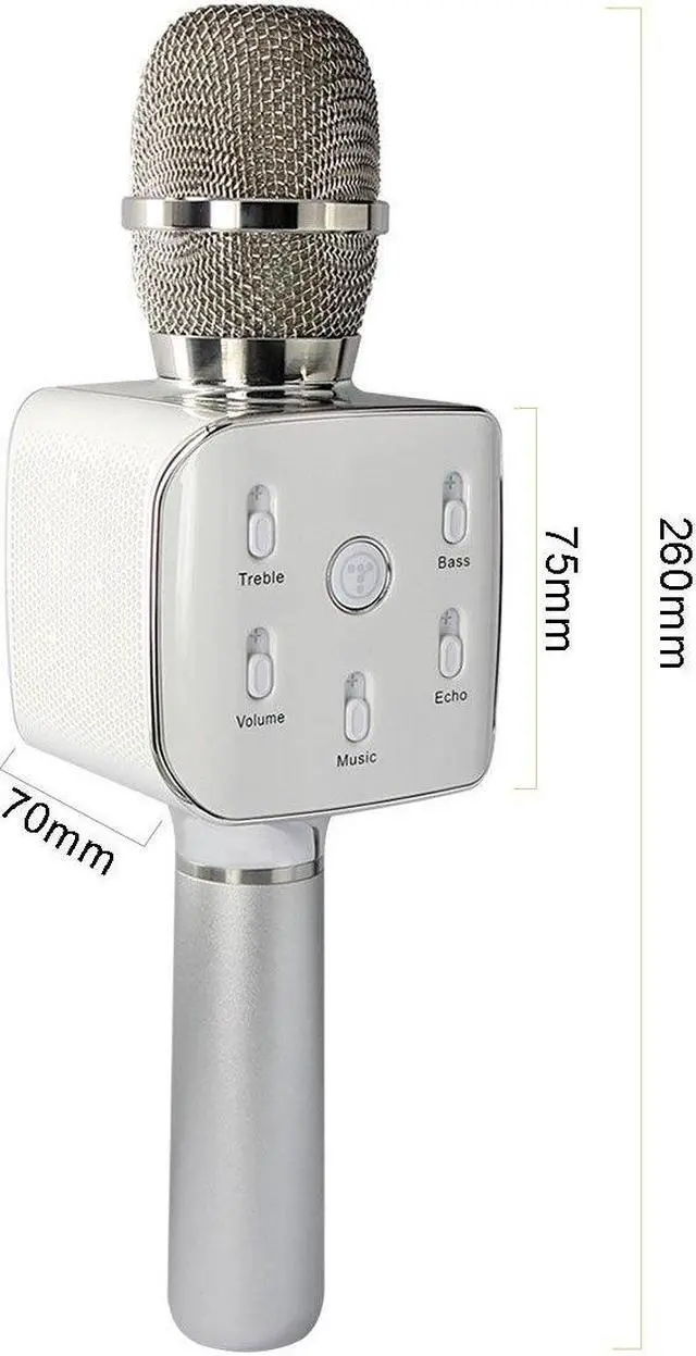 Alt view image 4 of 7 - TuXun Teana2 Wireless Karaoke Player Condenser Microphone Handheld Portable with Mic Dual Speakers Singing Record for Smart Phones Computer - Silver