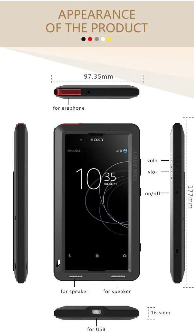 Alt view image 4 of 7 - LOVE MEI Metal Aluminum Case For Sony Xperia XA1 Plus Heavy Duty Armor Outdoor Sports Shockproof Waterproof Powerful Phone Case (White)