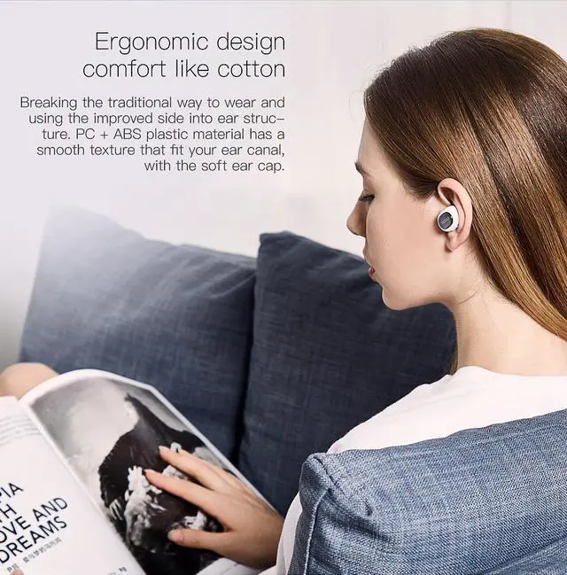 Alt view image 7 of 7 - QCY Q26 Mini invisible Earphone Calls Wireless Earphone Bluetooth V4.1 Earbuds Noise Canceling With MIC (White)