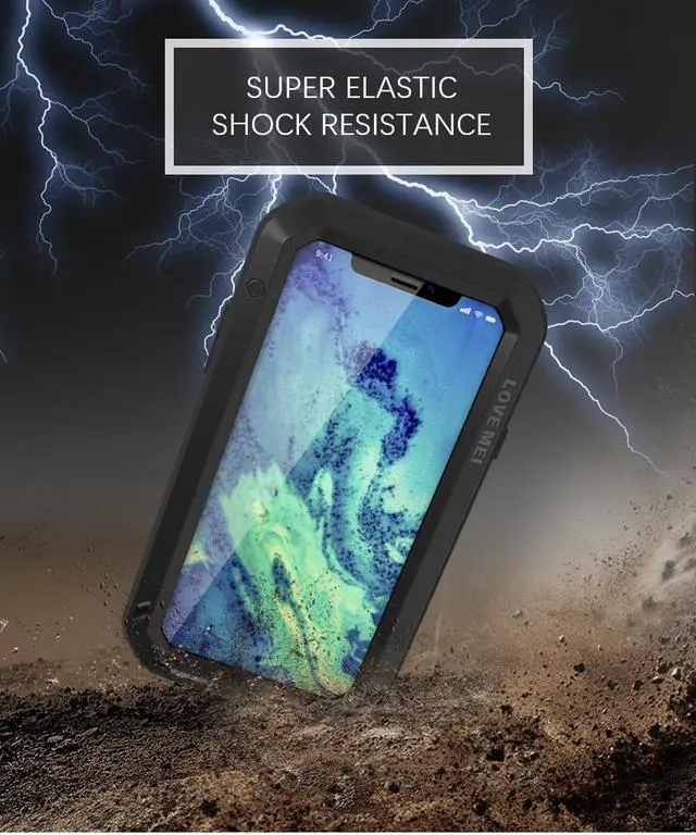 Alt view image 5 of 7 - LOVE MEI Powerful Shockproof Dirtproof Water Resistant Metal Phone Cover Case Glass For IPhone X  (Yellow)