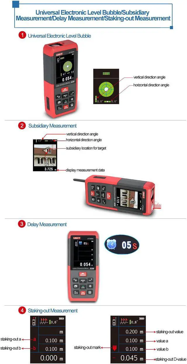 Alt view image 6 of 6 - UNI-T UT396A Laser Distance Meter 80M Rangefinder Digital Laser Tape Range Finder Trena Ruler Build Measure Roulette Tool