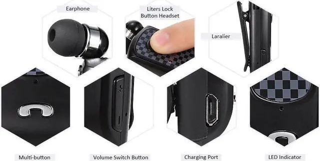 Alt view image 7 of 7 - Fineblue F PLUS Wireless Clip-on Bluetooth V4.0 / V4.1 Headset Headphone Hands-free Supports for IOS and Android System - Gold