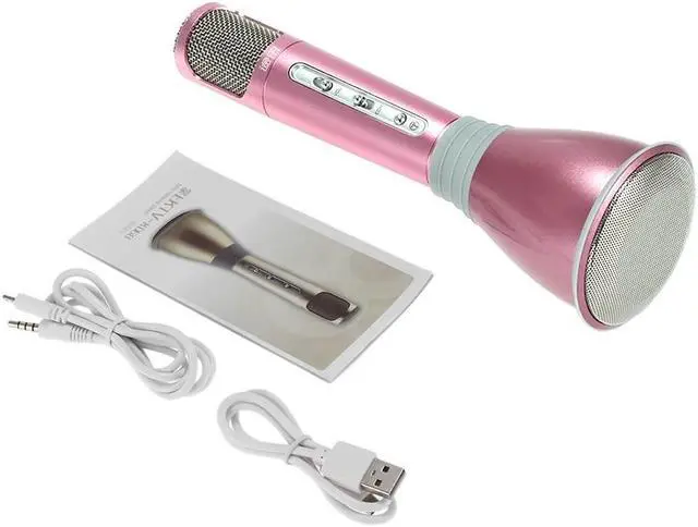 Alt view image 2 of 7 - TUXIN K068 Mini Karaoke Player Wireless Condenser Microphone with Mic Speaker KTV Singing Record for Smart Phones Computer Gloden - Gold