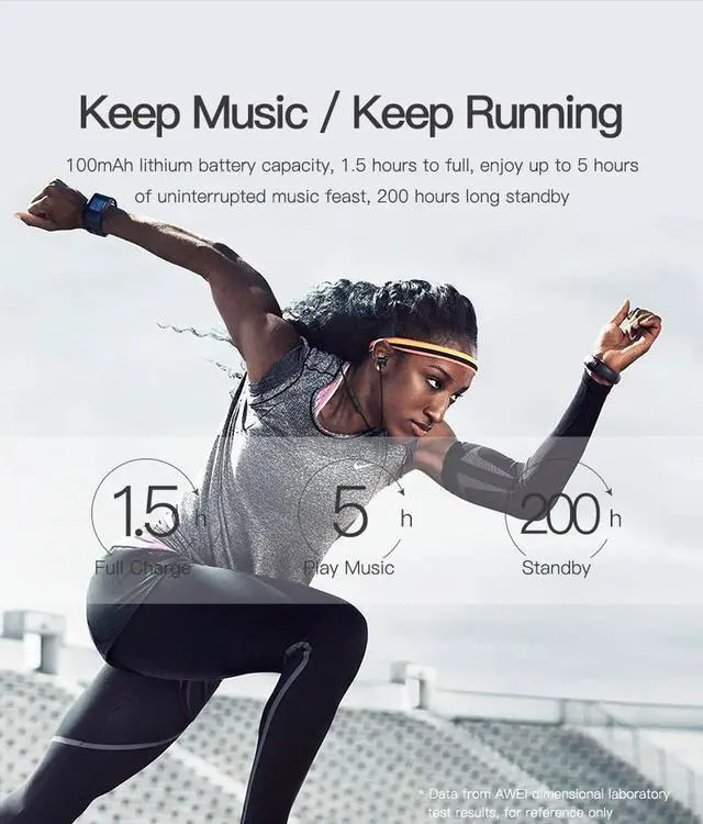 Alt view image 5 of 7 - AWEI X650BL Wireless Headphones Bluetooth headset Neckband Earpiece Casque Earphones for phones Auriculares inalambrico (Black)