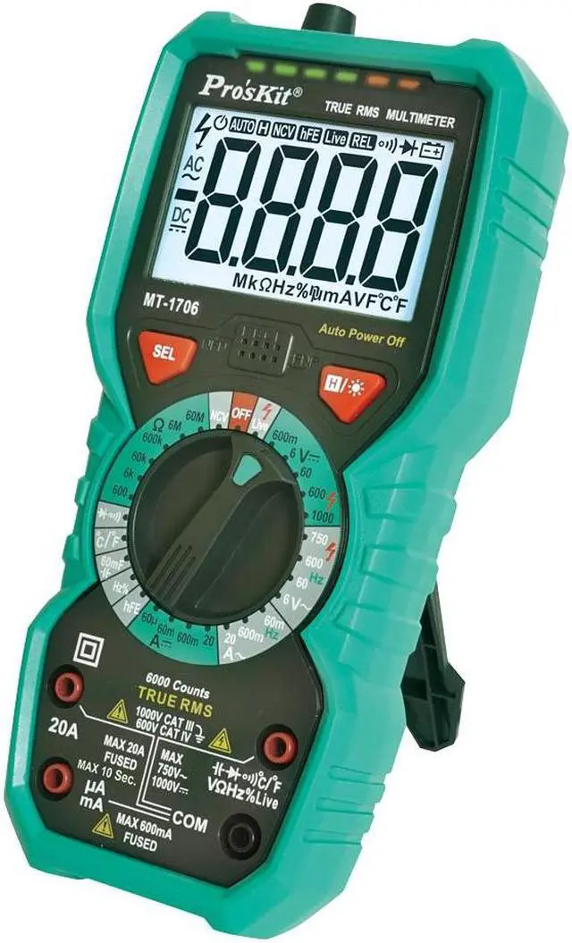 Alt view image 3 of 7 - Pro'sKit MT-1706-C  True RMS Digital Multimeter Handheld Multimeter Electrical And Electronic Testing