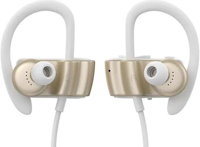 Alt view image 5 of 7 - Roman S560 Bluetooth earphones, Wireless V4.1 Sweatproof Sports Workout Earbuds for Running, Stereo Noise Cancelling Headset(Gold)