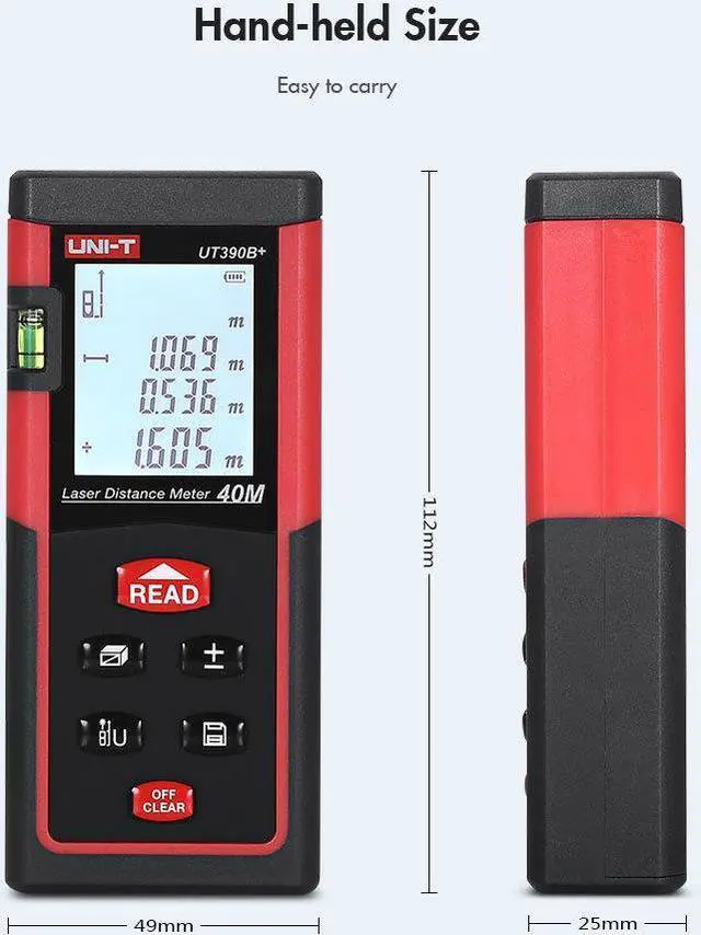 Alt view image 3 of 5 - UNI-T UT390B+ 40M Optical Laser Range finder Handheld area measure volume measure telemetre laser distance meter