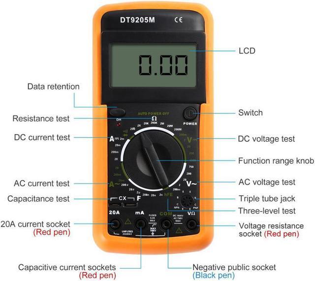 Alt view image 5 of 5 - DT9205M AC/DC LCD Electrical Digital Multimeter Checkers Voltmeter Ohmmeter Ammeter Capacitance Tester 32 Stalls Potentiometer