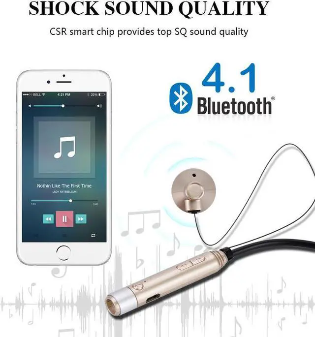 Alt view image 4 of 7 - Fineblue FD600 Wireless NFC auriculares Bluetooth Stereo Headset Earphone Anti Lost Vibration Voice Prompt Sport Headphone - Black Gold