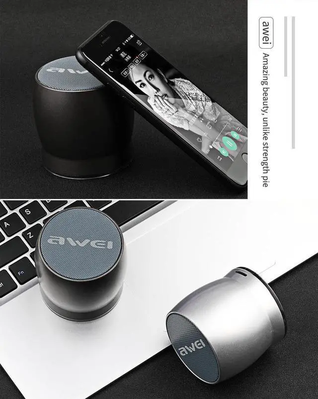 Alt view image 6 of 6 - Awei Y500 Mini Bluetooth Speaker 3D Stereo Laptop Portable Wireless Speaker TF Card Audio USB Music Player PC Speaker (Black)