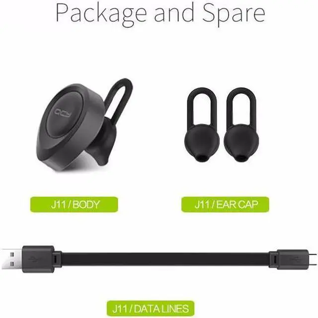 Alt view image 6 of 6 - Bluetooth 4.1 Mini Business Bluetooth Headset QCY J11 Wireless Earphone Auriculares Bluetooth Handsfree Earbud chinese voice (Black)