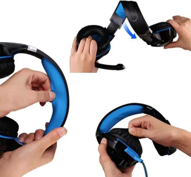 Alt view image 6 of 6 - EACH G2000 Gaming Headset Deep Bass Computer Game Headphones with Microphone LED Light for Computer PC Gamer - Black & Blue