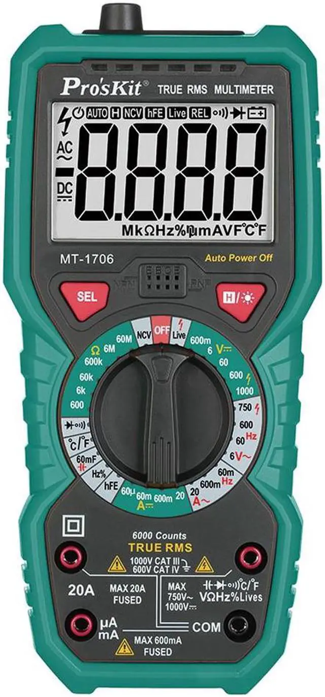 Alt view image 2 of 7 - Pro'sKit MT-1706-C  True RMS Digital Multimeter Handheld Multimeter Electrical And Electronic Testing