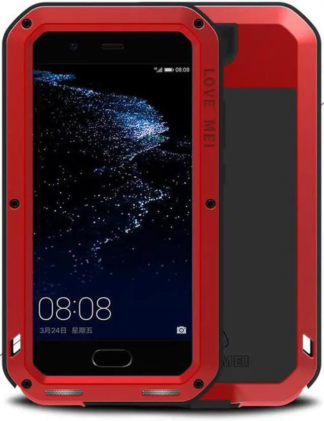 Love Mei Shockproof Waterproof Metal Aluminum Case For Huawei P10 Red - Main Image