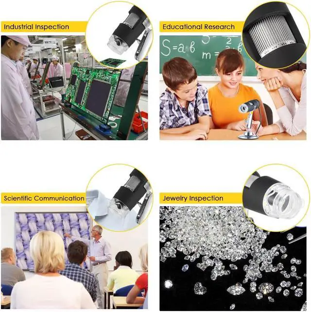 Alt view image 2 of 7 - 500X Magnification USB Digital Microscope with OTG Function Endoscope 8-LED Light 2.0MP HD Magnifying Glass Magnifier with Stand