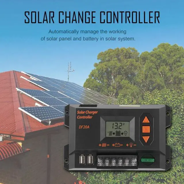 Alt view image 5 of 5 - PWM Control 20A 12V/24V Solar Charger Controller Graphical Black Color LCD Display Panel Battery Regulator