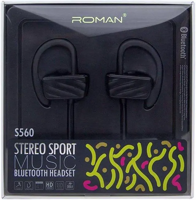 Alt view image 6 of 6 - Roman S560 Bluetooth earphones, Wireless V4.1 Sweatproof Sports Workout Earbuds for Running, Stereo Noise Cancelling Headset(Black)