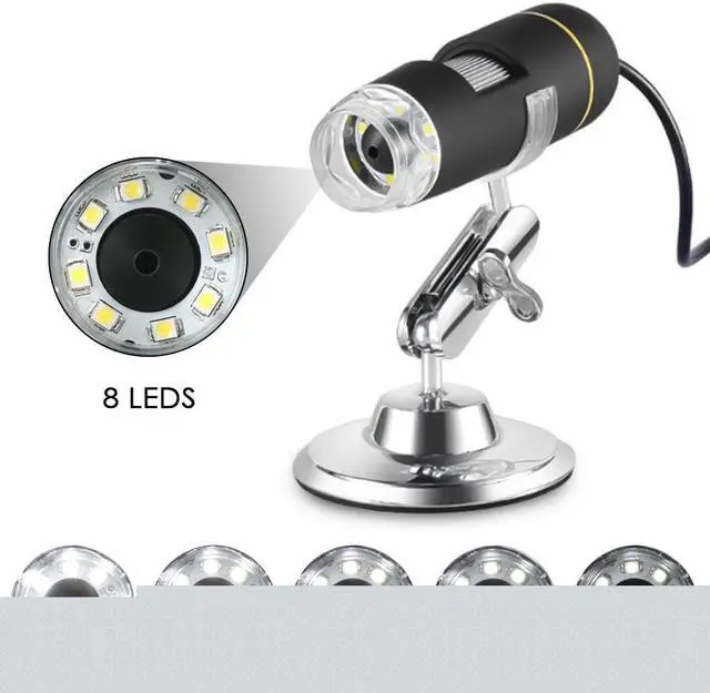 Alt view image 7 of 7 - 500X Magnification USB Digital Microscope with OTG Function Endoscope 8-LED Light 2.0MP HD Magnifying Glass Magnifier with Stand