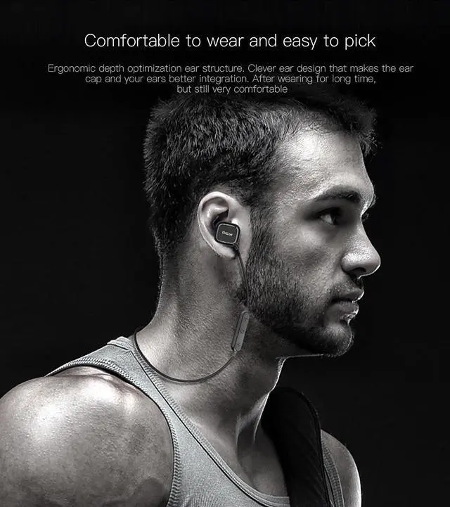 Alt view image 4 of 7 - QCY QY12 Bluetooth Earphones Sport Wireless Earphones Magnet Switch Earbuds With Mic Noise Cancelling Earbud - Black