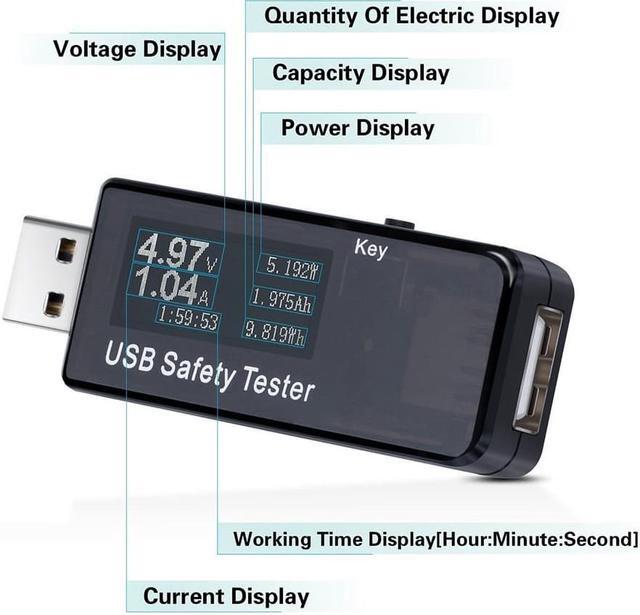 Alt view image 6 of 7 - USB Digital Tester Current Voltage Monitor DC 5.1A 30V Amp Voltage Meter Test Speed of Chargers Cables Capacity of Power Banks Black