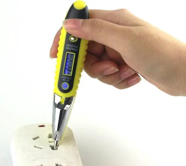 Alt view image 4 of 5 - Multifunctional Digital Display Test Pencil Anti-fingerprint Voltage Probe Blue Screen Test Pen with LED Lighting 220V