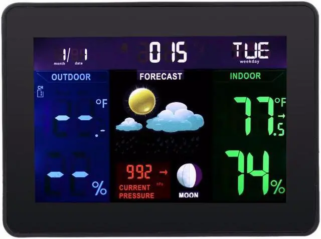 Alt view image 4 of 4 - TS-70 Digital LCD Screen Display Wireless Indoor Outdoor Weather Clock Weather Station Tester Alarm Clock