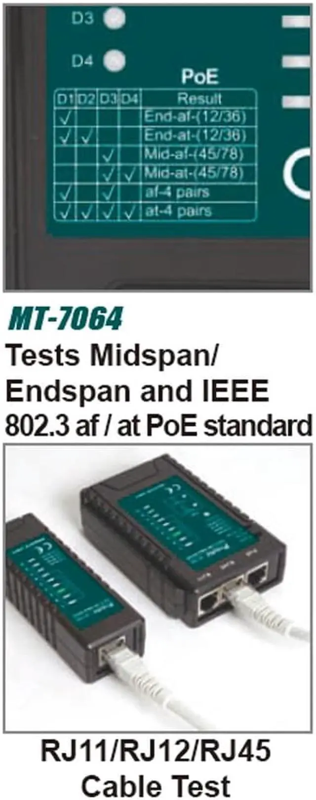 Alt view image 2 of 2 - Pro'sKit MT-7064 POE and Multi-Function Network Measuring Instrument Video Monitoring Tester
