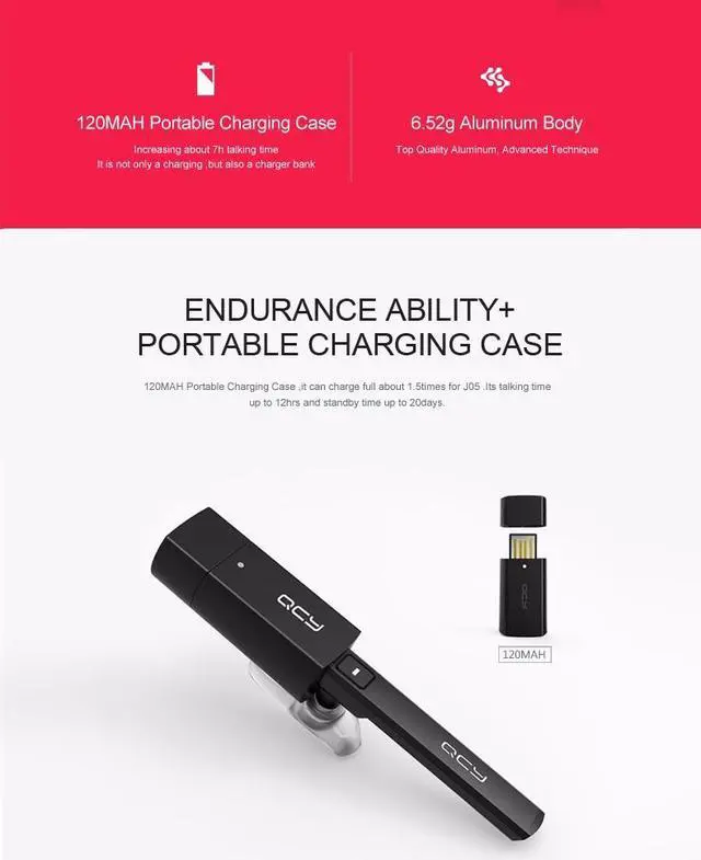 Alt view image 2 of 7 - QCY J05 Business Headphone Car Call Bluetooth Headset Wireless Earphone With Microphone Hands-free and 120mAh Charging Box