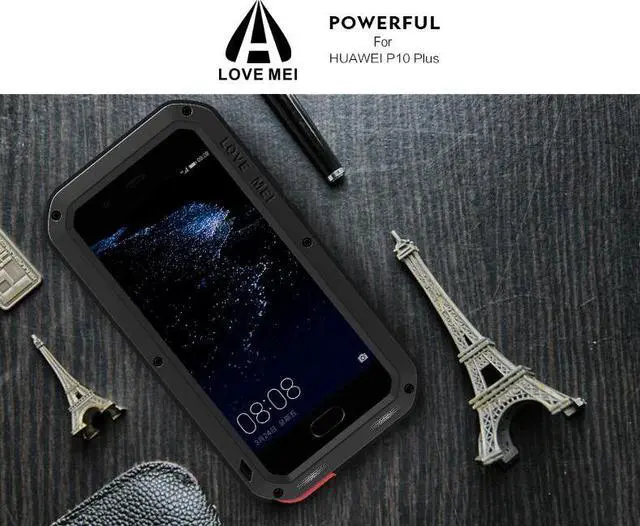 Alt view image 4 of 7 - Love Mei Shockproof Waterproof Metal Aluminum Case For Huawei P10 Plus - Black