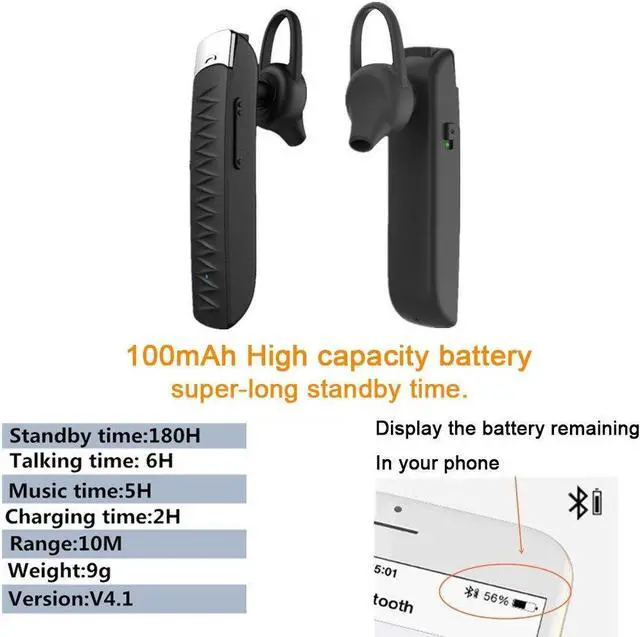 Alt view image 5 of 7 - Roman R551S Bluetooth Headset Wireless earphone Driver Bluetooth Headphone with Noise Cancelling for iPhone Samsung (Black)