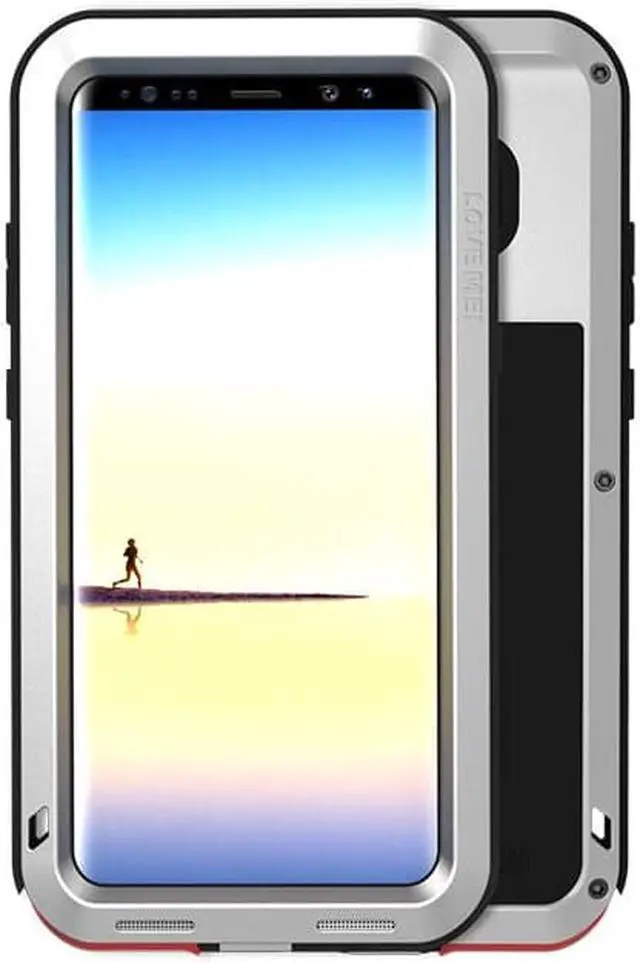 Main image of Love Mei Water Resistant Shockproof Aluminum Metal Super Anti Shake Silicone Fully Body Protection for Samsung Galaxy Note 8 (Silver)